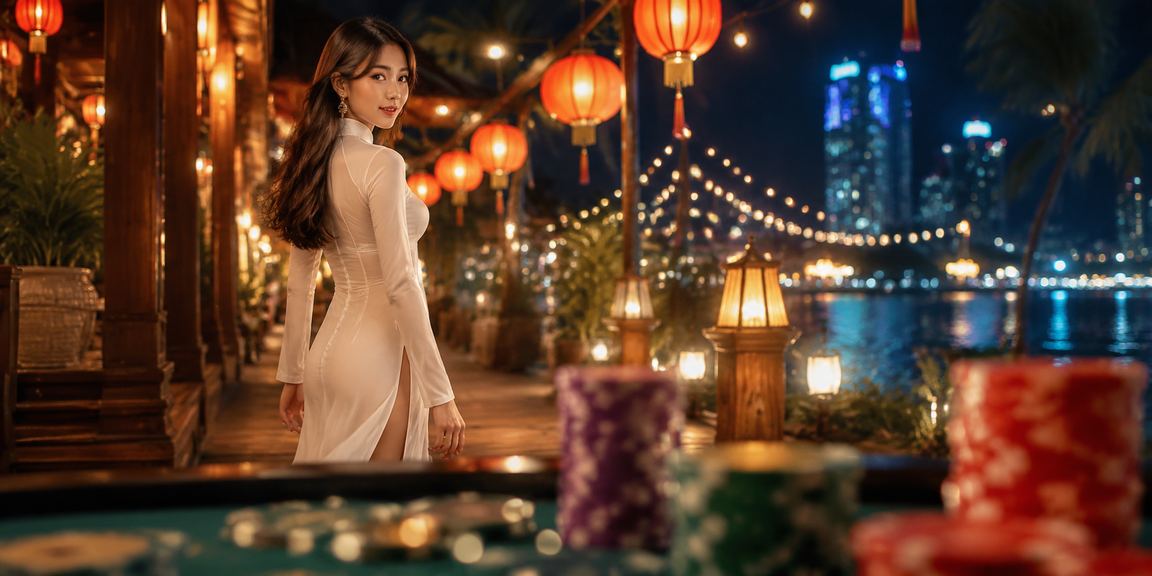 Phụ nữ Việt Nam trong tà áo dài tại khu giải trí Phú Quốc